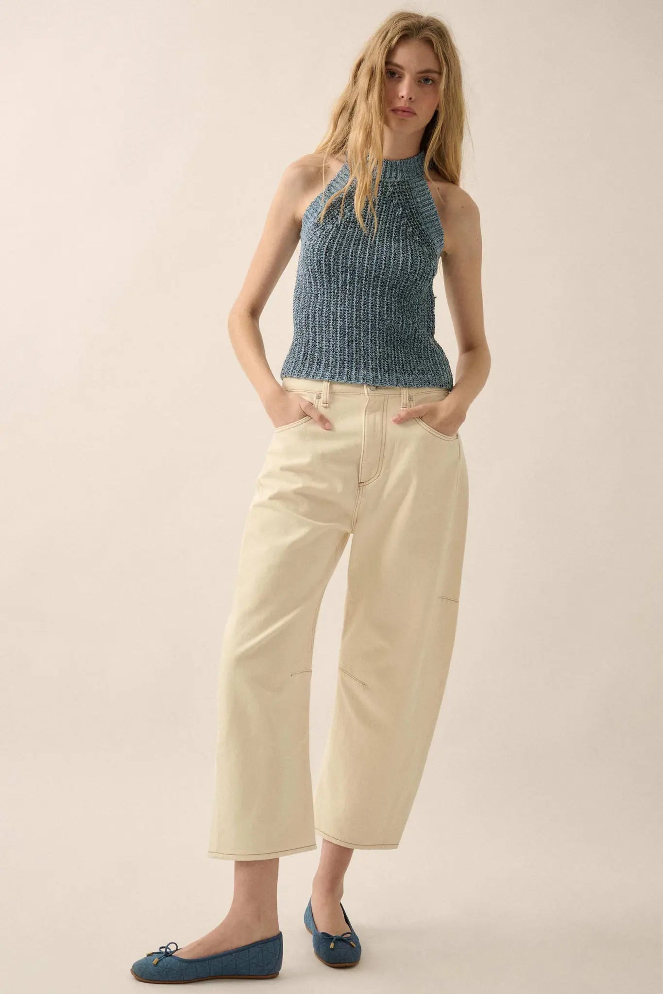 Take It Slow Rib-Knit Halter Sweater Tank Top - ShopPromesa