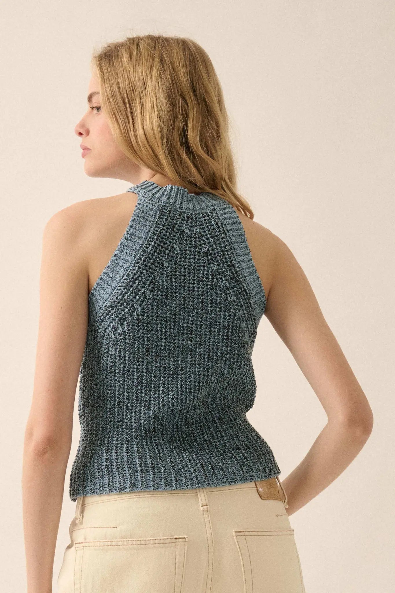 Take It Slow Rib-Knit Halter Sweater Tank Top - ShopPromesa