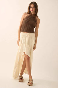 Take It Slow Rib-Knit Halter Sweater Tank Top - ShopPromesa