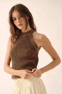 Take It Slow Rib-Knit Halter Sweater Tank Top - ShopPromesa