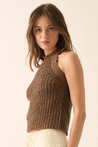 Take It Slow Rib-Knit Halter Sweater Tank Top - ShopPromesa