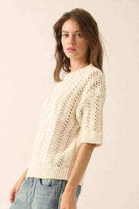 Don't Let Go Open-Knit Short-Sleeve Sweater - ShopPromesa