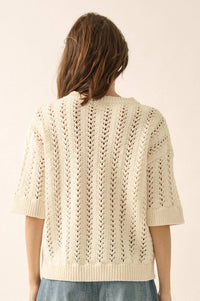Don't Let Go Open-Knit Short-Sleeve Sweater - ShopPromesa
