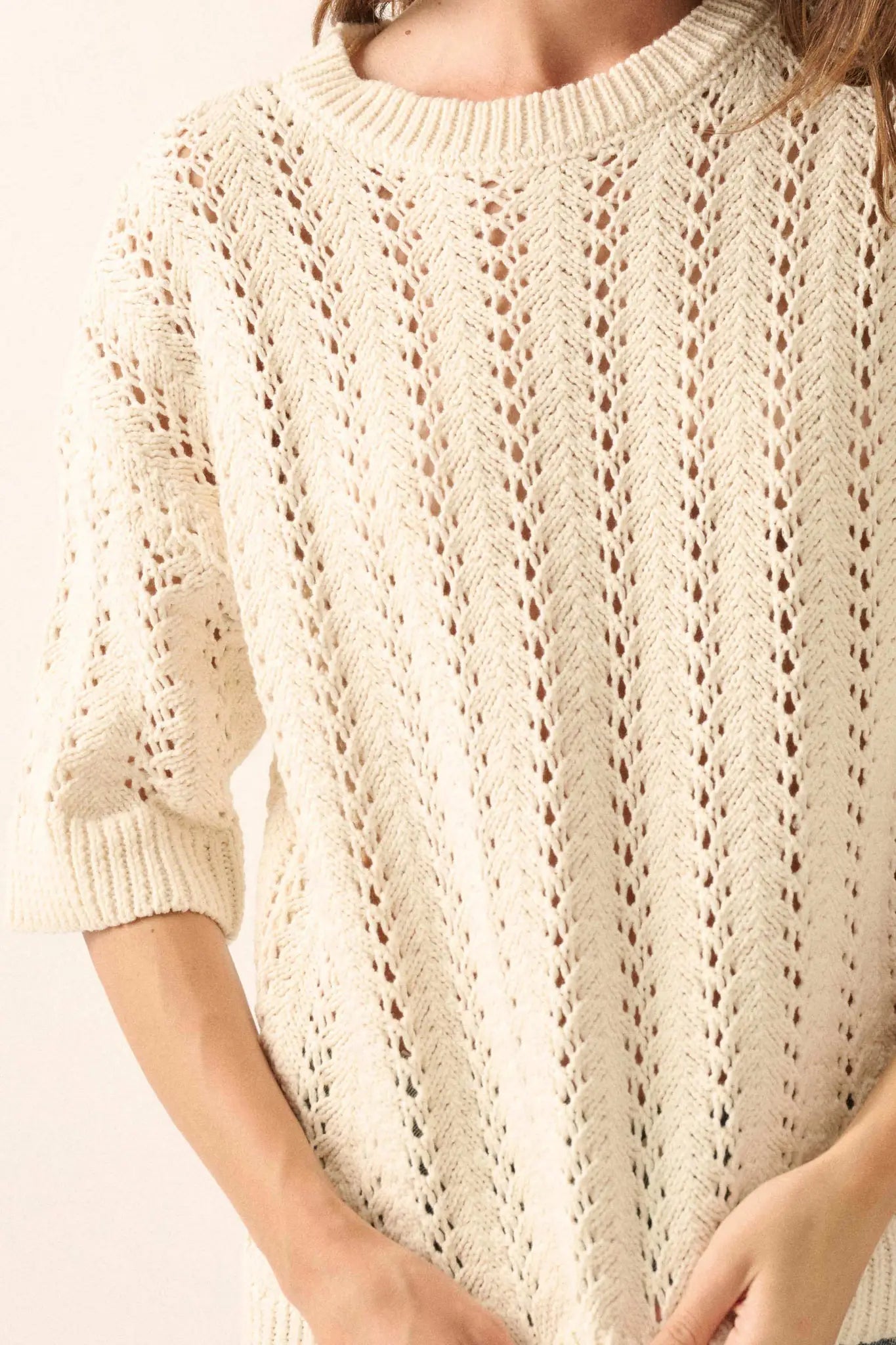 Don't Let Go Open-Knit Short-Sleeve Sweater - ShopPromesa