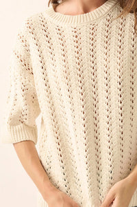 Don't Let Go Open-Knit Short-Sleeve Sweater - ShopPromesa