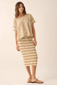 Born Free Striped Rolled-Edge Short-Sleeve Sweater - ShopPromesa