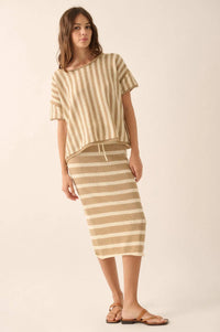 Born Free Striped Rolled-Edge Short-Sleeve Sweater - ShopPromesa