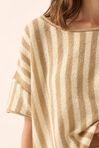 Born Free Striped Rolled-Edge Short-Sleeve Sweater - ShopPromesa