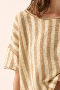 Born Free Striped Rolled-Edge Short-Sleeve Sweater - ShopPromesa
