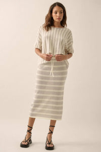 Born Free Striped Rolled-Edge Short-Sleeve Sweater - ShopPromesa