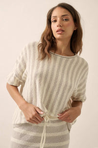 Born Free Striped Rolled-Edge Short-Sleeve Sweater - ShopPromesa