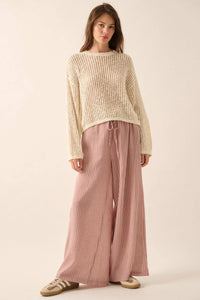 Beautifully Free Ribbed Open-Knit Oversize Sweater - ShopPromesa
