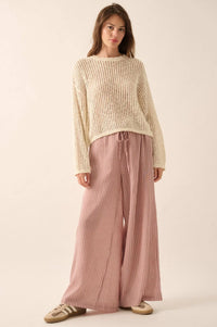 Beautifully Free Ribbed Open-Knit Oversize Sweater - ShopPromesa