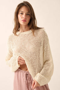 Beautifully Free Ribbed Open-Knit Oversize Sweater - ShopPromesa