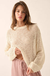 Beautifully Free Ribbed Open-Knit Oversize Sweater - ShopPromesa