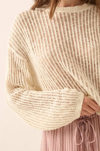 Beautifully Free Ribbed Open-Knit Oversize Sweater - ShopPromesa