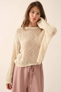 Beautifully Free Ribbed Open-Knit Oversize Sweater - ShopPromesa
