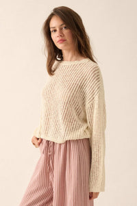 Beautifully Free Ribbed Open-Knit Oversize Sweater - ShopPromesa