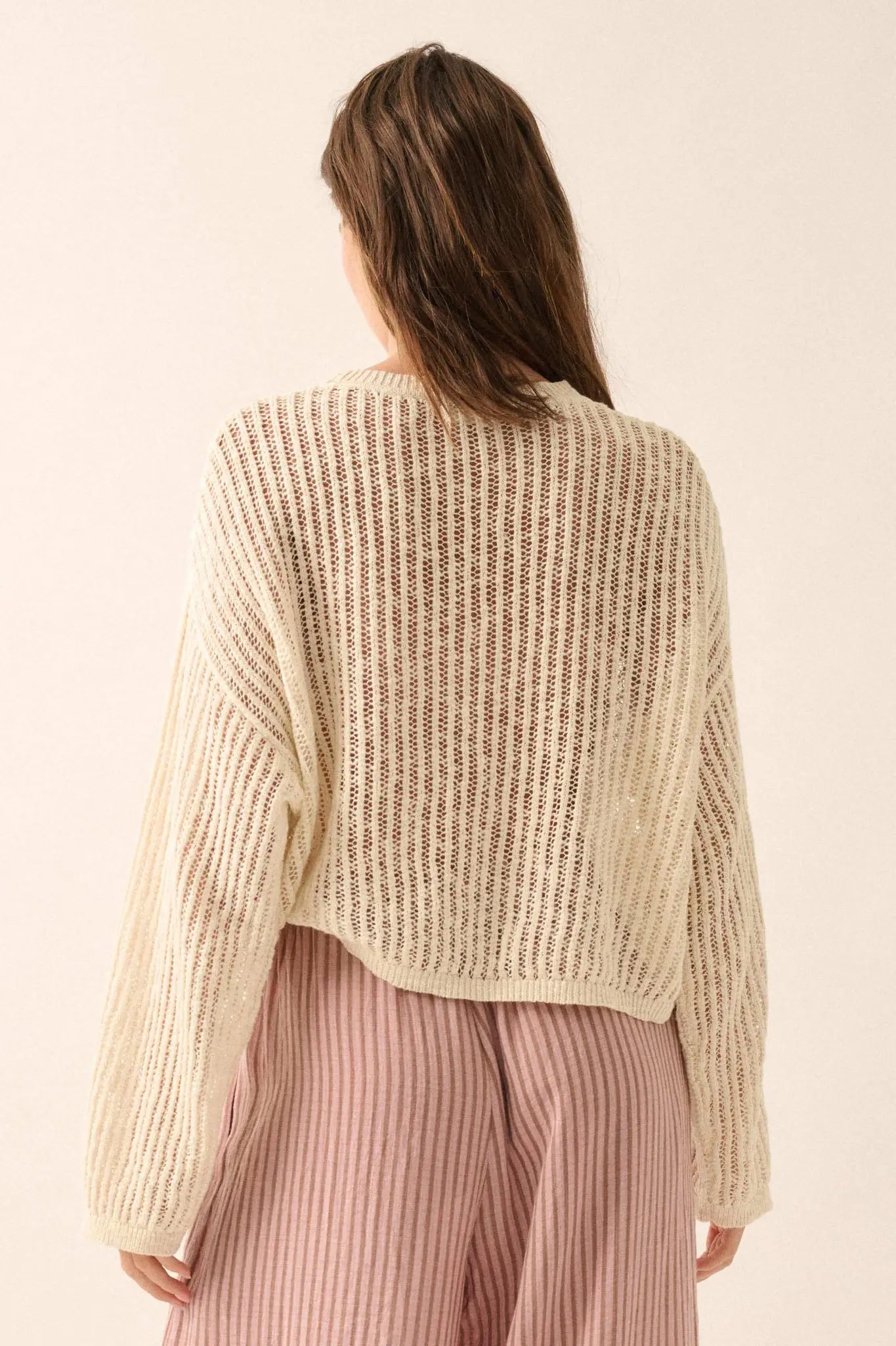 Beautifully Free Ribbed Open-Knit Oversize Sweater - ShopPromesa