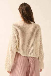 Beautifully Free Ribbed Open-Knit Oversize Sweater - ShopPromesa