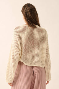 Beautifully Free Ribbed Open-Knit Oversize Sweater - ShopPromesa