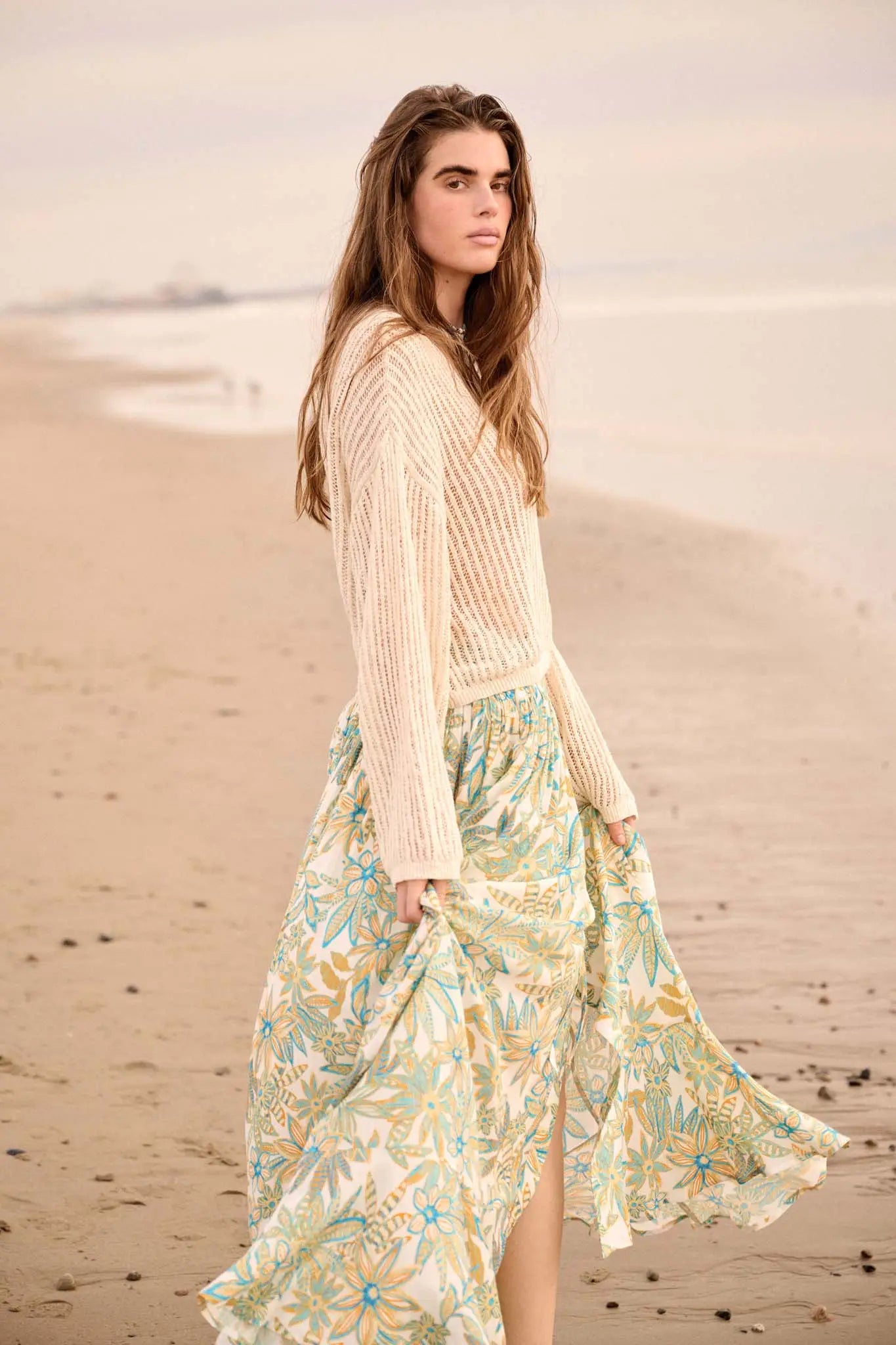 Beautifully Free Ribbed Open-Knit Oversize Sweater