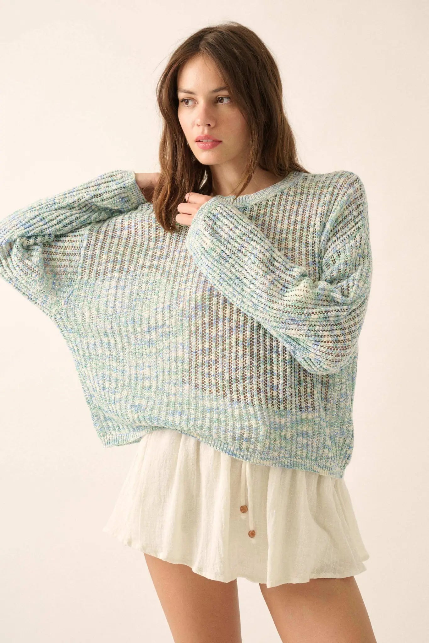 Beautifully Free Ribbed Open-Knit Oversize Sweater - ShopPromesa