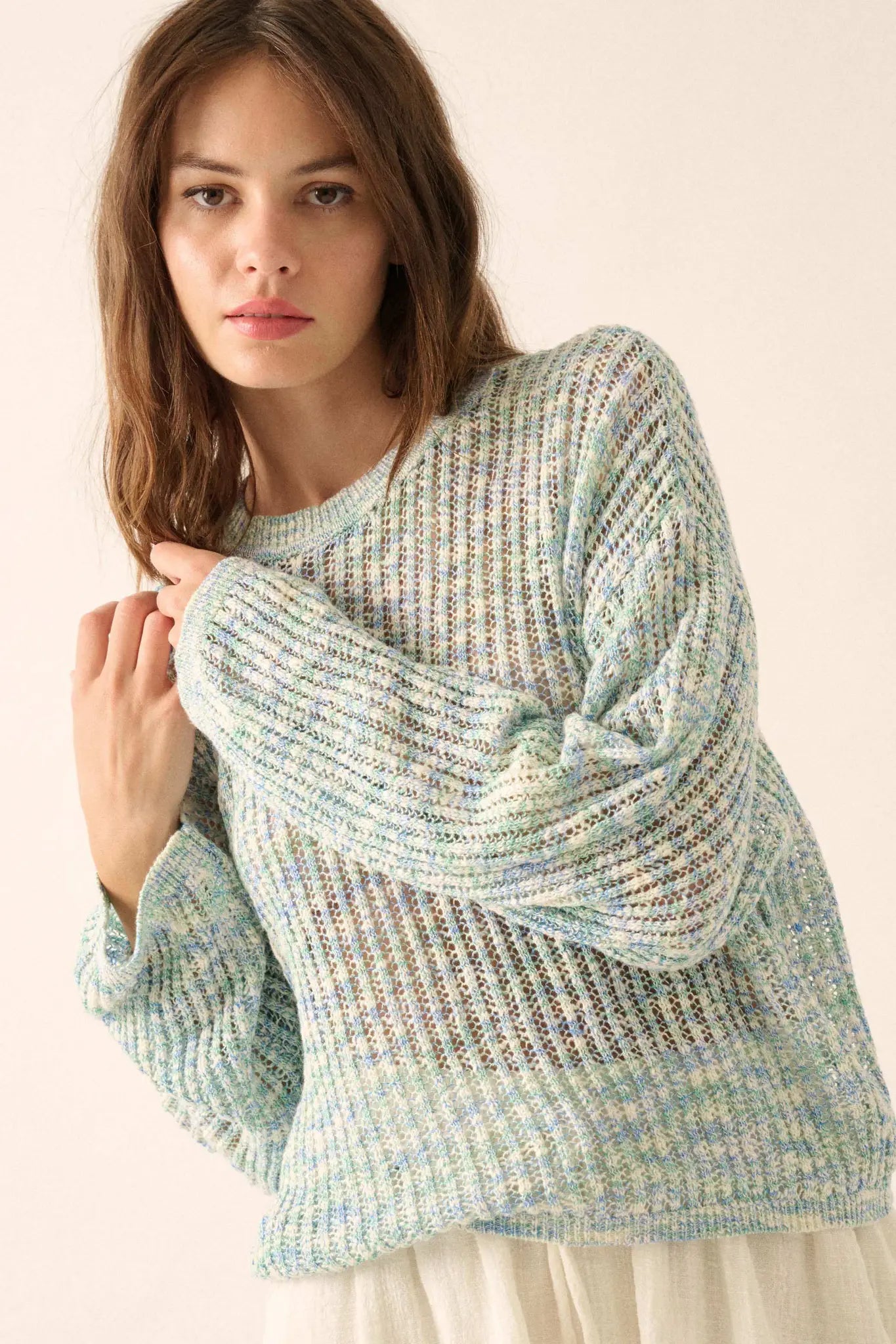 Beautifully Free Ribbed Open-Knit Oversize Sweater - ShopPromesa