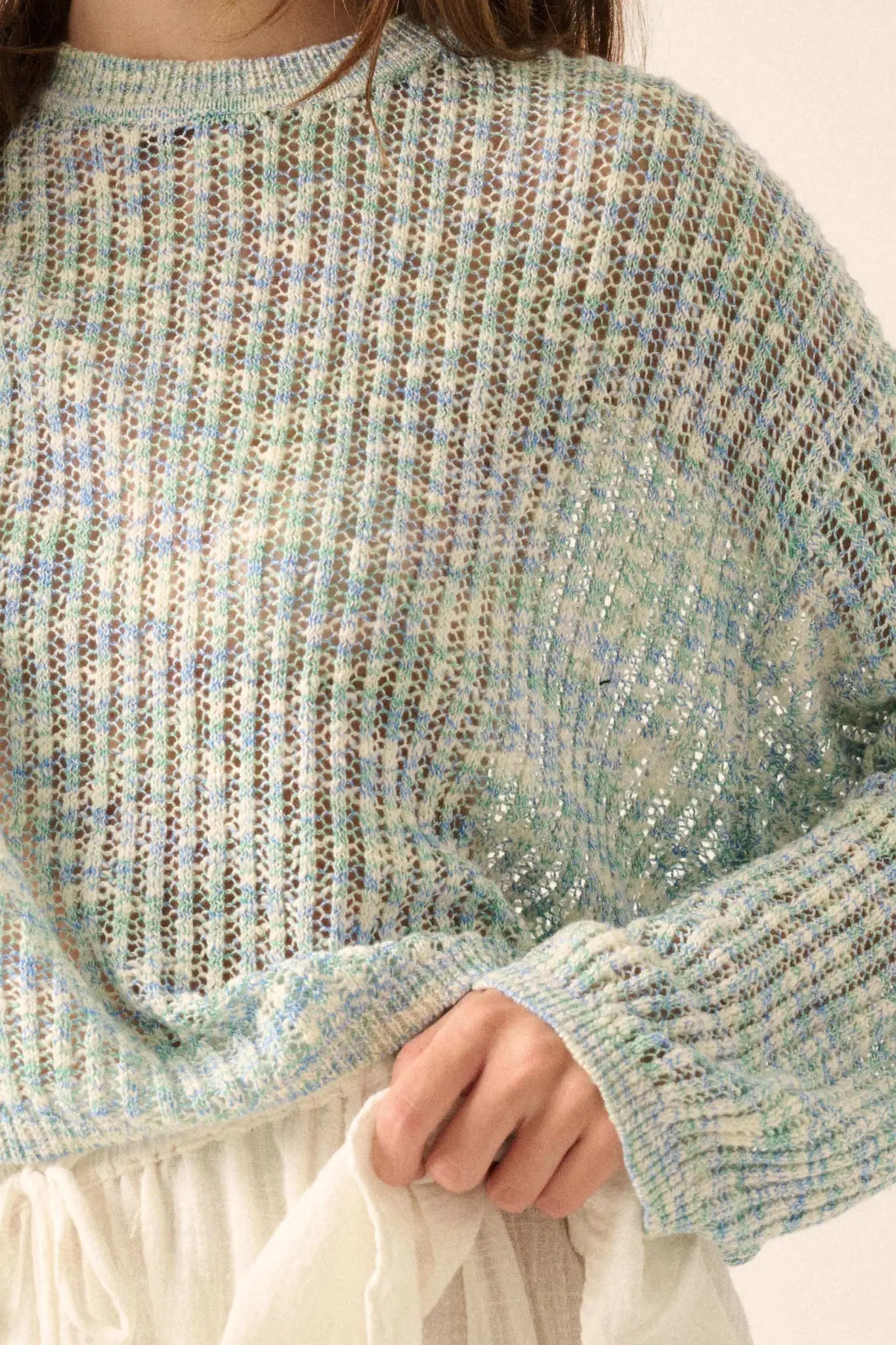 Beautifully Free Ribbed Open-Knit Oversize Sweater - ShopPromesa