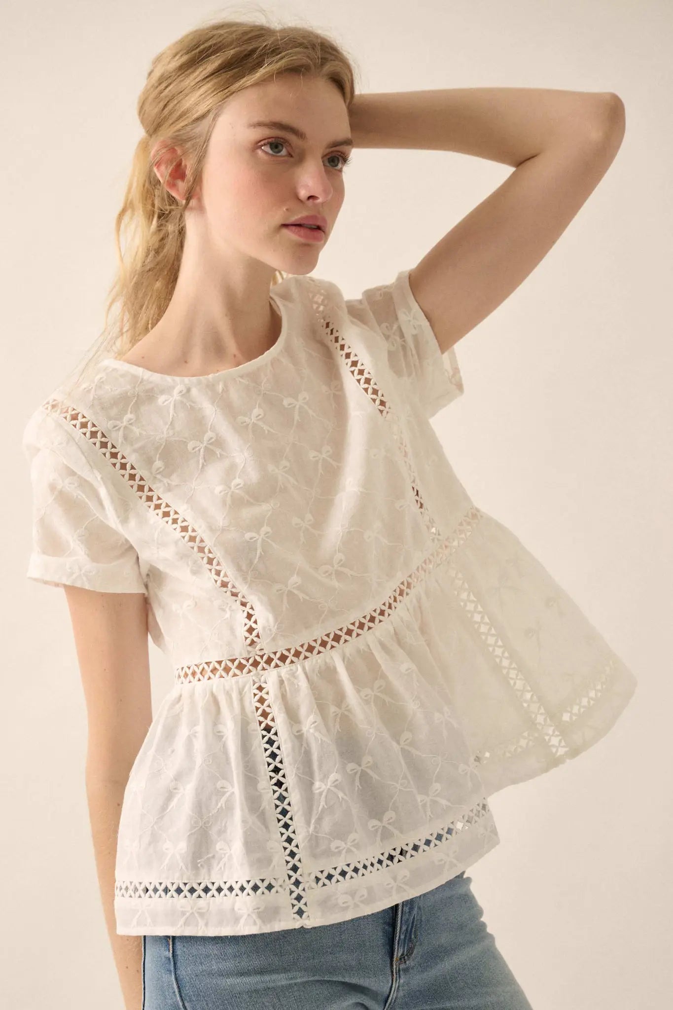Call Me Angel Bow-Embroidered Babydoll Top - ShopPromesa