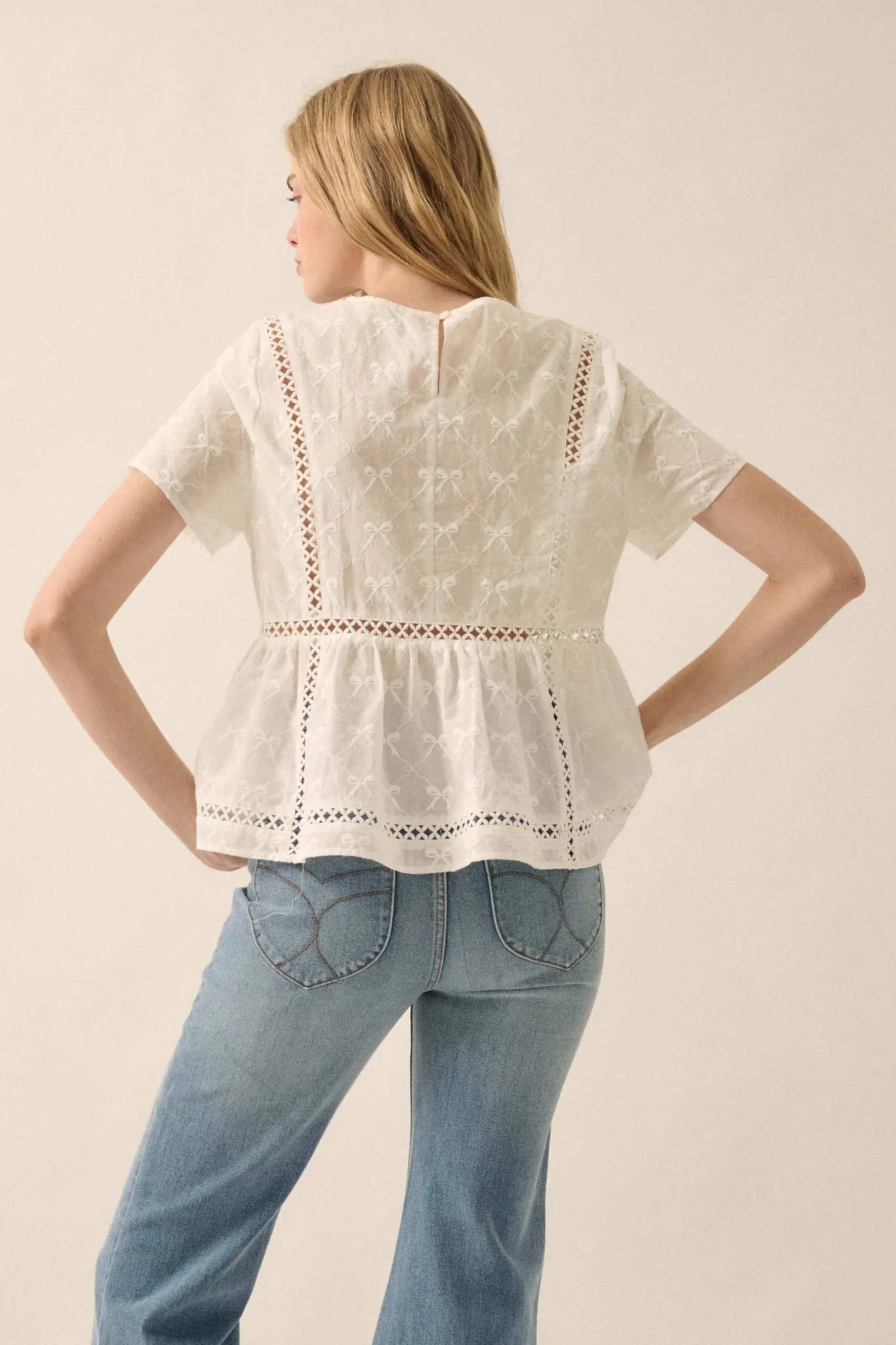 Call Me Angel Bow-Embroidered Babydoll Top - ShopPromesa