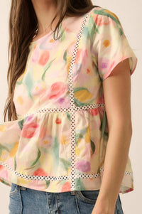 Graceful Blossoms Lace-Trim Floral Babydoll Top - ShopPromesa