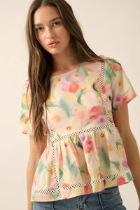 Graceful Blossoms Lace-Trim Floral Babydoll Top - ShopPromesa