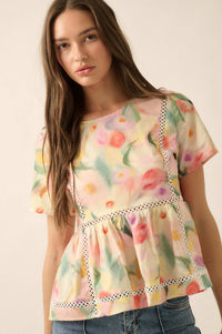 Graceful Blossoms Lace-Trim Floral Babydoll Top - ShopPromesa