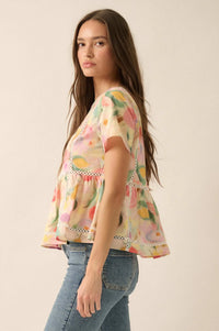 Graceful Blossoms Lace-Trim Floral Babydoll Top - ShopPromesa