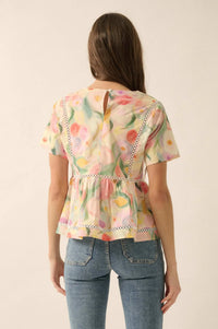 Graceful Blossoms Lace-Trim Floral Babydoll Top - ShopPromesa