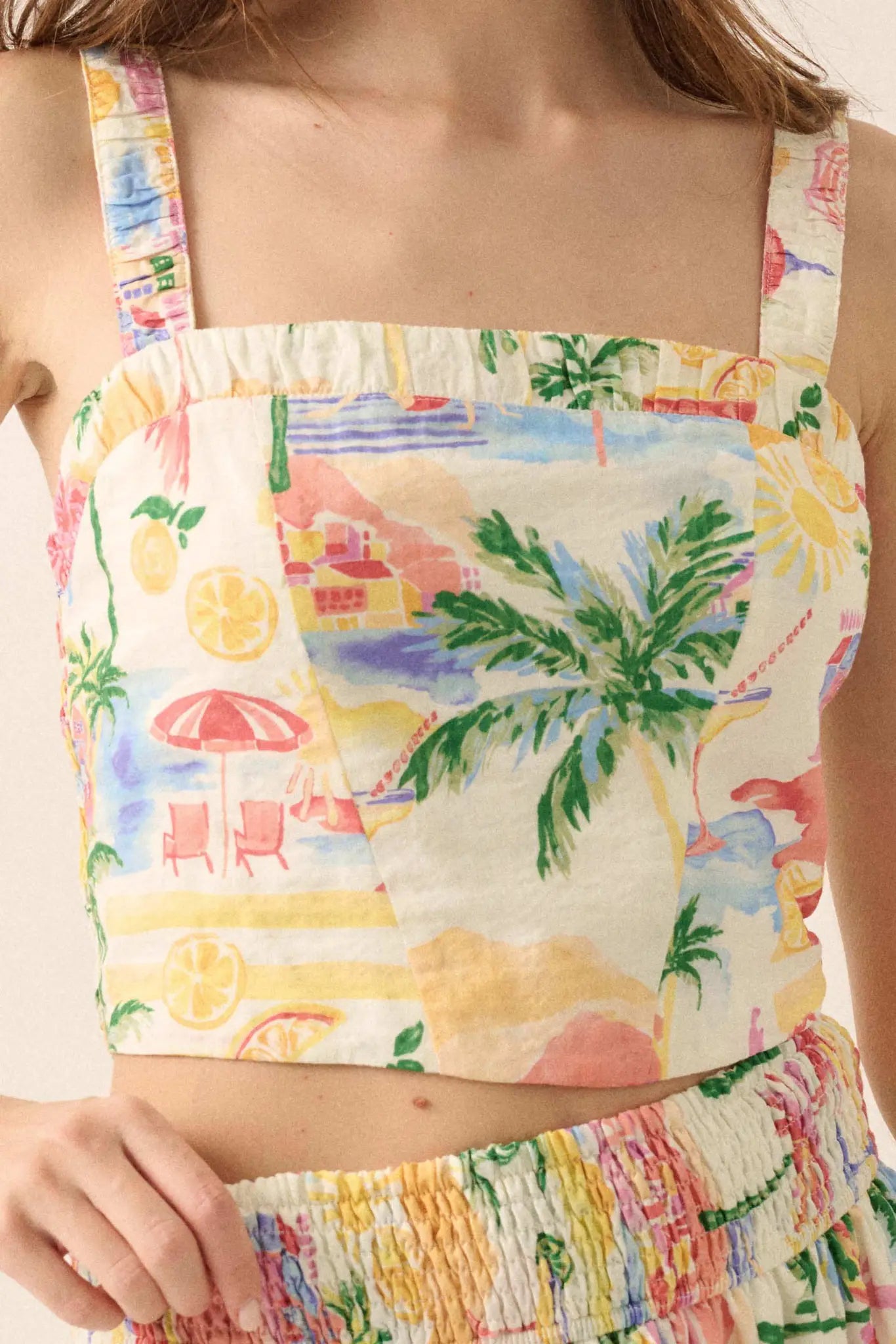 Personal Paradise Tropical-Print Cropped Cami Top - ShopPromesa