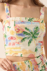 Personal Paradise Tropical-Print Cropped Cami Top - ShopPromesa