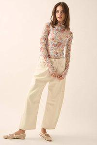 Bouquet All Day Floral Mesh Thumbhole Top - ShopPromesa