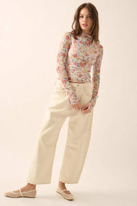 Bouquet All Day Floral Mesh Thumbhole Top - ShopPromesa