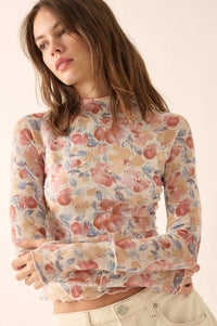 Bouquet All Day Floral Mesh Thumbhole Top - ShopPromesa