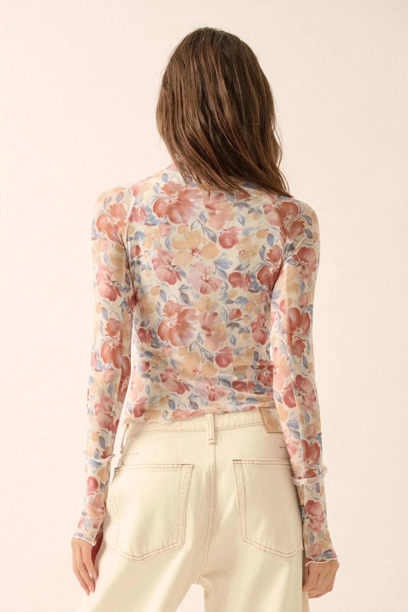 Bouquet All Day Floral Mesh Thumbhole Top - ShopPromesa