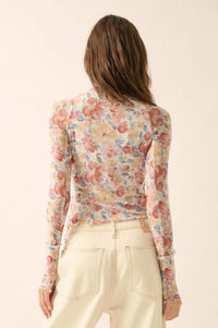 Bouquet All Day Floral Mesh Thumbhole Top - ShopPromesa