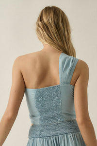 Summer Blues Denim One-Shoulder Bandeau Top - ShopPromesa