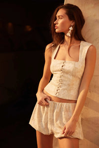 Blooming Loom Floral Tapestry Corset Top - ShopPromesa