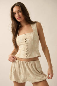 Blooming Loom Floral Tapestry Corset Top - ShopPromesa