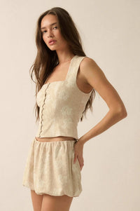 Blooming Loom Floral Tapestry Corset Top - ShopPromesa