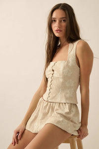 Blooming Loom Floral Tapestry Corset Top - ShopPromesa