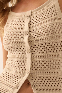 Inner Peace Crochet Knit Buttoned Cami Top - ShopPromesa