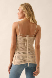 Inner Peace Crochet Knit Buttoned Cami Top - ShopPromesa